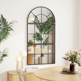 HOMCOM Lustrzany Panel ścienny, Lustra Okienne, Trzyczęściowe, z Metalową Ramą, 76 x 53 cm, Czarny