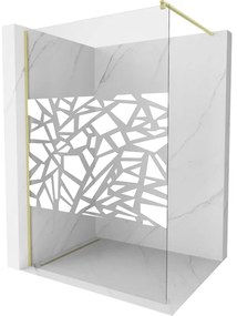 Mexen Kioto ścianka prysznicowa Walk-in 120 x 200 cm, biały wzór 8 mm, złota szczotkowana - 800-120-101-55-85