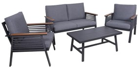 Ciemnoszary aluminiowy zestaw mebli ogrodowych dla 4 osób Denia – Garden Pleasure
