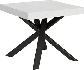 Stół rozkładany 90/194x90 cm Clerk frassino biała nogi antracytowe