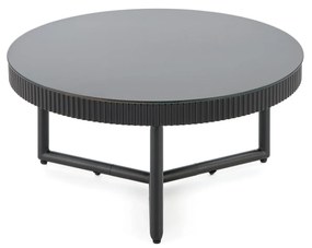 Okrągła czarna ława 60/30 cm szkło/MDF/stal COSMO S