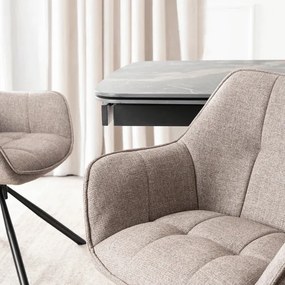 Zestaw Stół Rozkładany VERONA 160-240 cm Czarny Marmur/Czarny i 4 Krzesła PEONY 2 Cappuccino