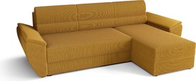 PROMOCJA Rozkładana dwustronna sofa narożna do L TAVERO 251x140 cm, musztardowa II jakość