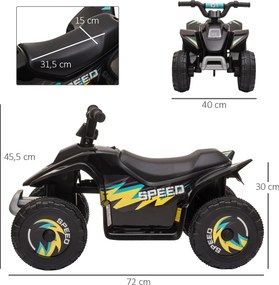 HOMCOM Quad elektryczny 6V dla dzieci z funkcją przód/tył dla dzieci 1,5-3 lata do 20 kg Schwarz | Aosom PL