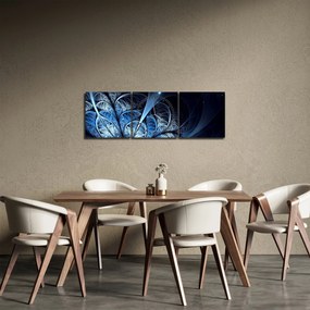 Obraz ciemnoniebieskiego kwiatu (z zegarem) (90x30 cm)