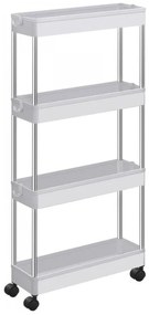 Półka plastikowa na kółkach CART 13,5x42x83 cm biała