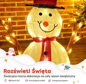 Outsunny 3-częściowa świąteczna dekoracja bałwanków, oświetlenie LED, kołki gruntowe, wodoodporna, stal, poliester, biały | Aosom PL