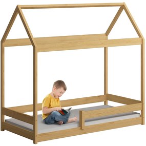 Łóżko dla dziecka ze stelażem i materacem, sosna L6-E50