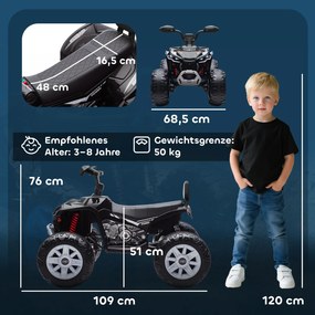 AIYAPLAY Elektryczny Quad dla Dzieci, 24V Pojazd z 4 Kołami, Reflektory, Port USB, Funkcja MP3, 6,5 km/h, 3-8 lat
