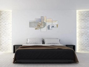 Obraz - Obraz z kwiatami i teksturami (125x70 cm)