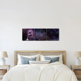 Obraz - Budda z kwiatami życia (z zegarem) (90x30 cm)