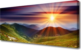 Fotoobraz na płótnie Ognisty Zachód Słońca w Górach