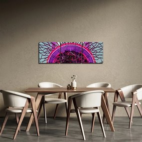 Abstrakcyjny obraz - fioletowe gałęzie (z zegarem) (90x30 cm)