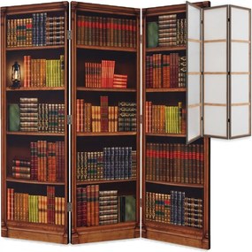 Parawan pokojowy 3-częściowy 135x172 Jednostronny dekoracyjny vintage klasyczny Brązowy Stara Angielska Biblioteka