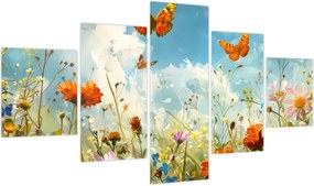 Obraz - Motyle na letniej łące (125x70 cm)
