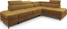 Masseno Narożnik AVISE z funkcją spania i pojemnikiem na pościel Narozniki L, Rozkładana sofa - Żółty, MONOLITH 48