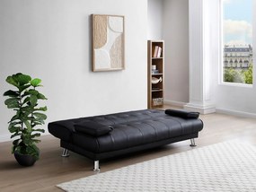 Kanapa z prostym mechanizmem rozkładania MAXIME z ekoskóry - Kolor: czarny