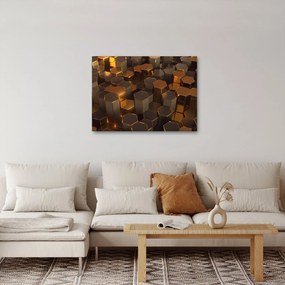 Obraz - Sześciokąty z brązu (70x50 cm)