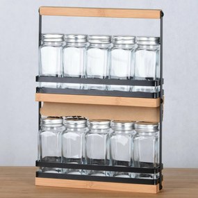 Kesper 58036 Półka na przyprawy z 10 pustymisłoikami, 23 x 32 x 5,5 cm