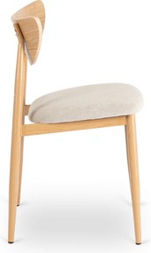Krzesło Tapicerowane z Drewna Giętego BRAGA Dąb/Krem Retro