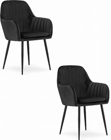 Krzesło Valora LUGO, tapicerka z czarnego aksamitu, nogi metalowe x2
