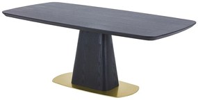 Stół jadalniany dla 8 osób z okleiny jesionowej i metalu - Czarno-złoty - DYLORA
