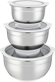 Zestaw 3 misek ze stali nierdzewnej Arthur Martin 16-24 cm z hermetycznymi pokrywkami i antypoślizgowym silikonowym dnem