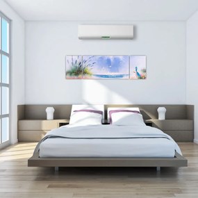 Obraz - Romantyczna plaża, obraz olejny (170x50 cm)