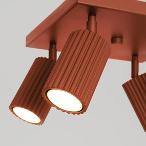 Plafon czteropunktowy KARBON 4 ochra czerwona kwadratowy SOLLUX  LIGHTING