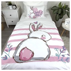 Biało-różowa bawełniana pościel dziecięca do łóżeczka 100x135 cm Bunny "Sweet" – Jerry Fabrics