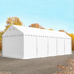 TOOLPORT 4x10m Namiot magazynowy - 2,6 m wysokość ścian bocznych, PVC 800, biały, ze statyką (podłoże betonowe) - (57679)