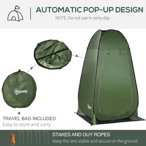 Outsunny Namiot prysznicowy i toaletowy z funkcją przenośności - idealny na kemping, przebieralnia, przenośne WC - zielony, 126 x 124 x 189 cm