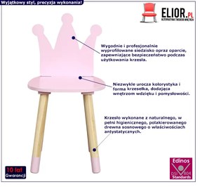 Różowe krzesło dziecięce korona L2-B39