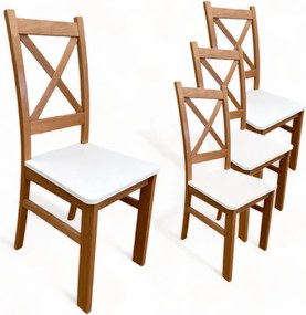 4x Krzesło drewniane Krzyżak Dąb Craft + Biały