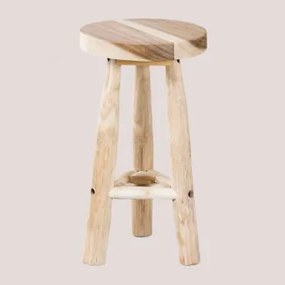 Wysoki Drewniany Taboret (65 Cm) Narel Brąz Drewna - Sklum