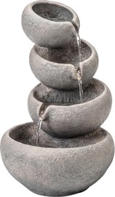 Outsunny Fontanna ogrodowa z żywicy, 4-stopniowy wodospad z LED, pompa, design w stylu kamienia, 35 x 32 x 50 cm | Aosom PL