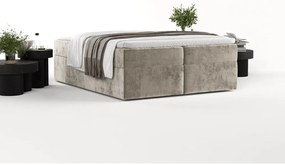 Jasnobrązowe łóżko boxspring ze schowkiem 140x200 cm Yoko – Maison de Rêve