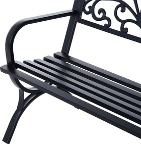 Outsunny Ławka Ogrodowa Metalowa 2-osobowa Elegancka Czarna | Aosom PL