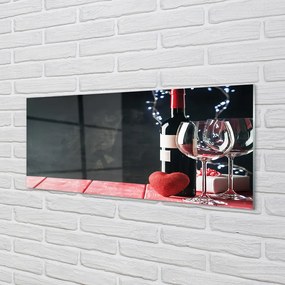 Szklany Panel Serce, Kieliszek Wina i Lampki