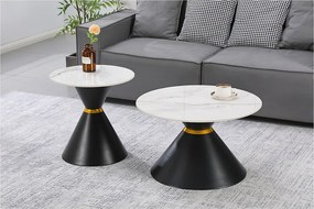 Zestaw 2 ceramicznych stolików kawowych "Moon" - 70 x 70 x 42 cm - Szary/Biały