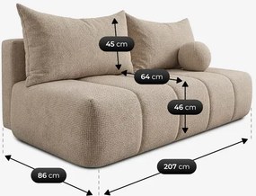 Sofa z Funkcją Spania SARIA Beżowa Szenil Nowoczesna