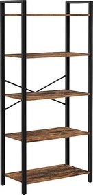 Regał Valora BOOKSHELF Rustic Brown Steel 5-półkowy