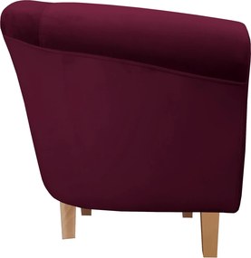 Fotel Milo tkanina Welur wygodny fotel tapicerowany do salonu i sypialni : Kolor nogi - Drewno, Kolor tkaniny - VELVET - MG02, Wysokość nogi - 15 cm