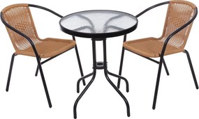 Szklany stolik balkonowy okrągły 60 cm Tulum 070, czarny