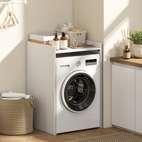 HOMCOM Szafka łazienkowa wnękowa z otwartą półką, szafka łazienkowa do małych pomieszczeń, 64 x 60 x 97,5 cm, Biały | Aosom PL