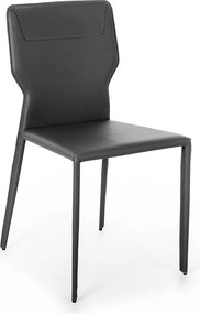 Zestaw 2 nowoczesnych krzeseł "Quito" ze skóry ekologicznej w kolorze ciemnoszarym z metalowymi nogami, 44x56 cm, 86,5 h