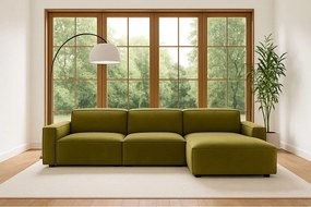 Narożnik w kształcie L Cursal, tkanina Salvador, Oliwkowy, Prawy