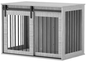 PawHut Klatka dla psa z drzwiami przesuwnymi wentylowana stalowa 98x58x61 cm szara | Aosom PL