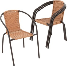GARTHEN Zestaw 4 krzeseł bistro z polirattanu, brązowy