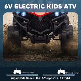 AIYAPLAY Dziecięcy quad elektryczny 6V dziecięcy quad z funkcją przodu/tyłu, muzyką, reflektorami LED Czerwony